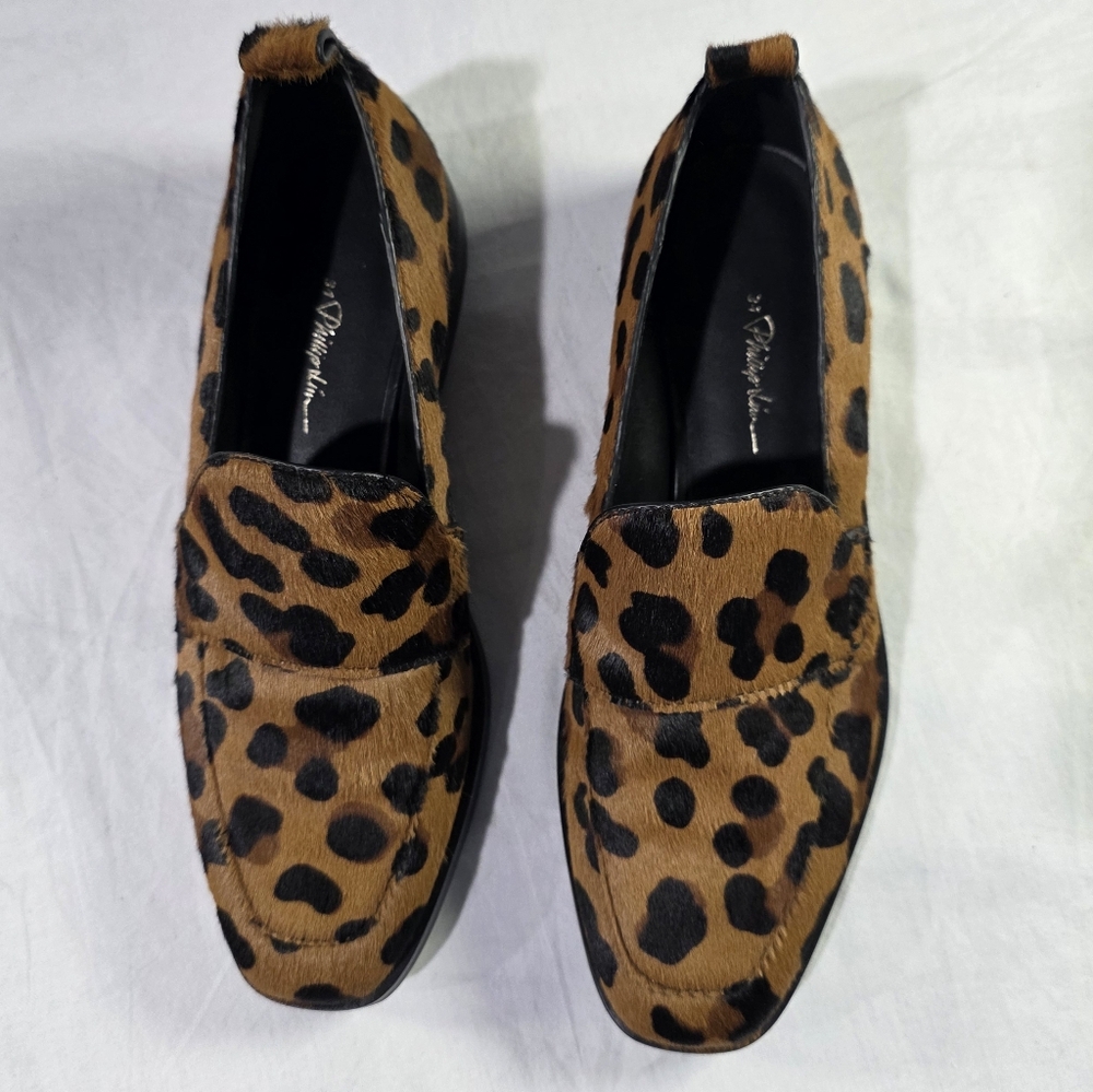 NWOT 3.1 Phillip Lim Alexa Classic Leopard-Print Calf Hair Slip On Loafers. Boho